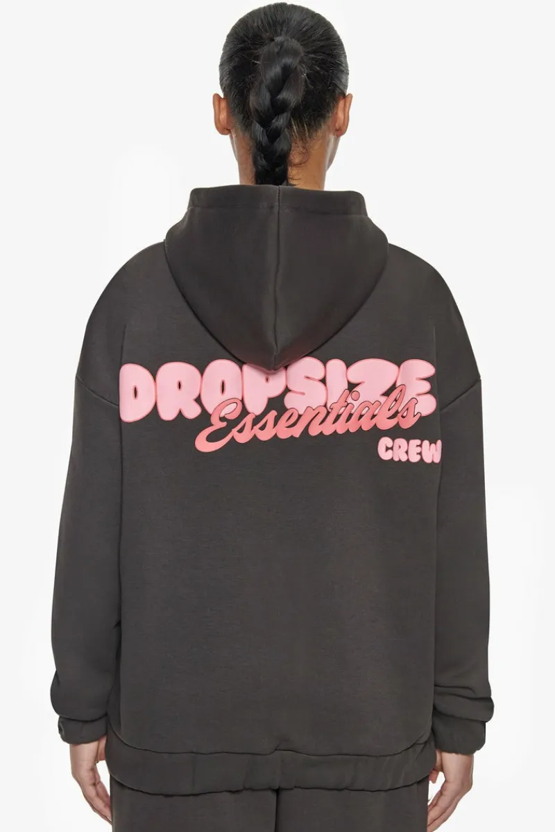 Frauen<Dropsize Essential Crew Zip Hoodie Washed Black