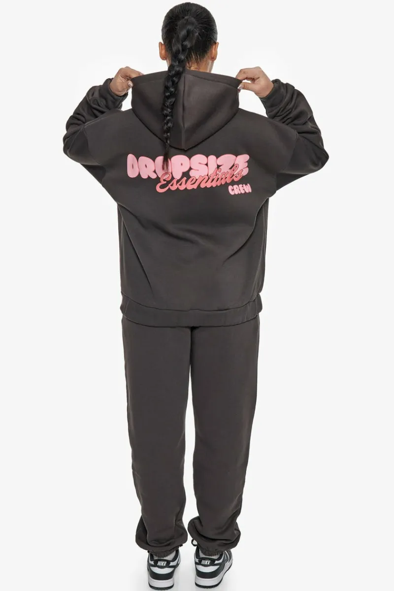 Frauen<Dropsize Essential Crew Zip Hoodie Washed Black