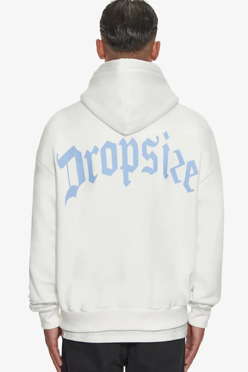 Hoodie<Dropsize Heavy Backlogo Hoodie Washed White / Baby Blue