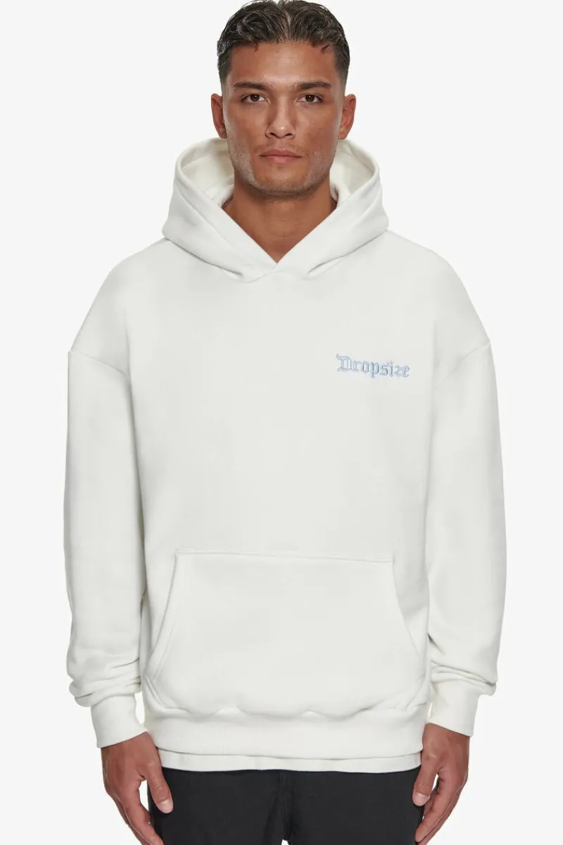 Hoodie<Dropsize Heavy Backlogo Hoodie Washed White / Baby Blue