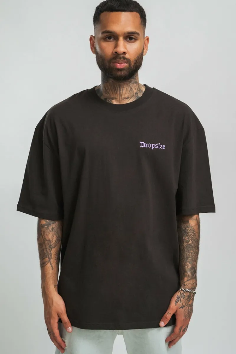 T-Shirt<Dropsize Heavy Backprint T-Shirt Washed Black/ Purple