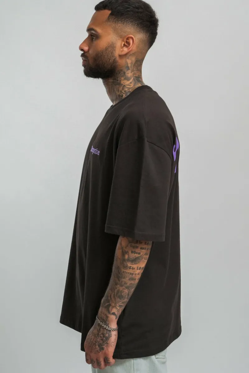 T-Shirt<Dropsize Heavy Backprint T-Shirt Washed Black/ Purple