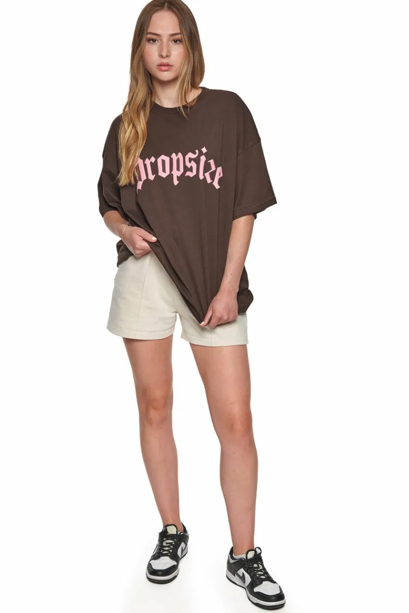 Frauen<Dropsize Heavy Big Logo T-Shirt Chocolate Brown