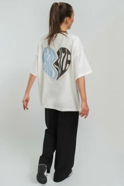 Frauen<Dropsize Heavy Broken Heart T-Shirt Cream White