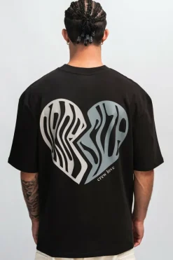 T-Shirt<Dropsize Heavy Crew Heart T-Shirt Washed Black