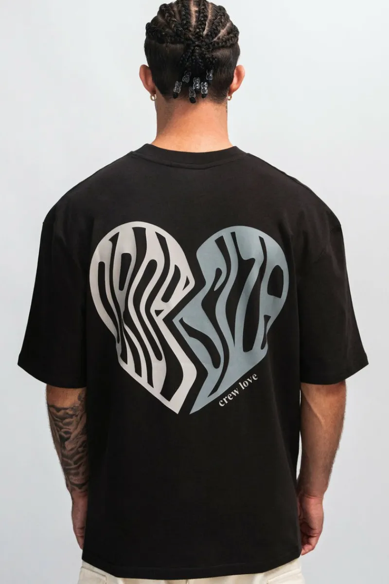 T-Shirt<Dropsize Heavy Crew Heart T-Shirt Washed Black