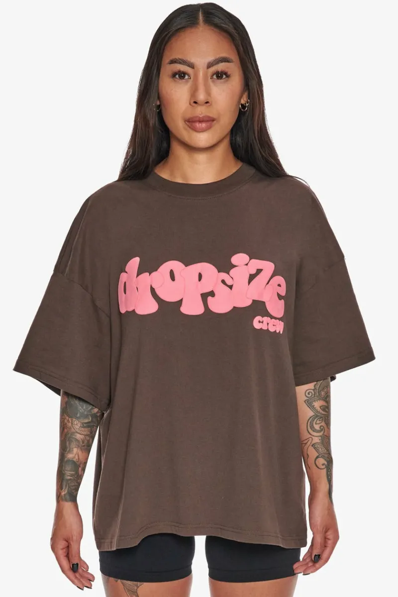 Frauen<Dropsize Heavy Crew T-Shirt Chocolate/ Pink