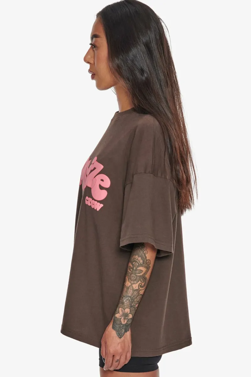 Frauen<Dropsize Heavy Crew T-Shirt Chocolate/ Pink