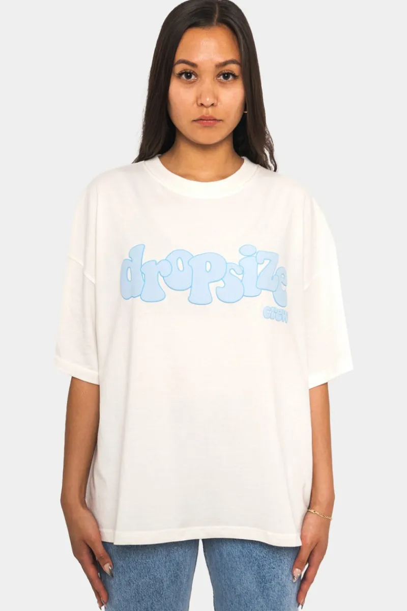 Frauen<Dropsize Heavy Crew T-Shirt Cream/ Baby Blue
