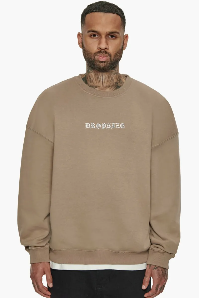 Sweater<Dropsize Heavy Crime Crewneck Sweater Silver Mink