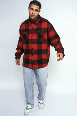 Jacken<Dropsize Heavy Flannel Jacket Black Red