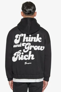 Zipper<Dropsize Heavy Grow Rich Zip Hoodie Black