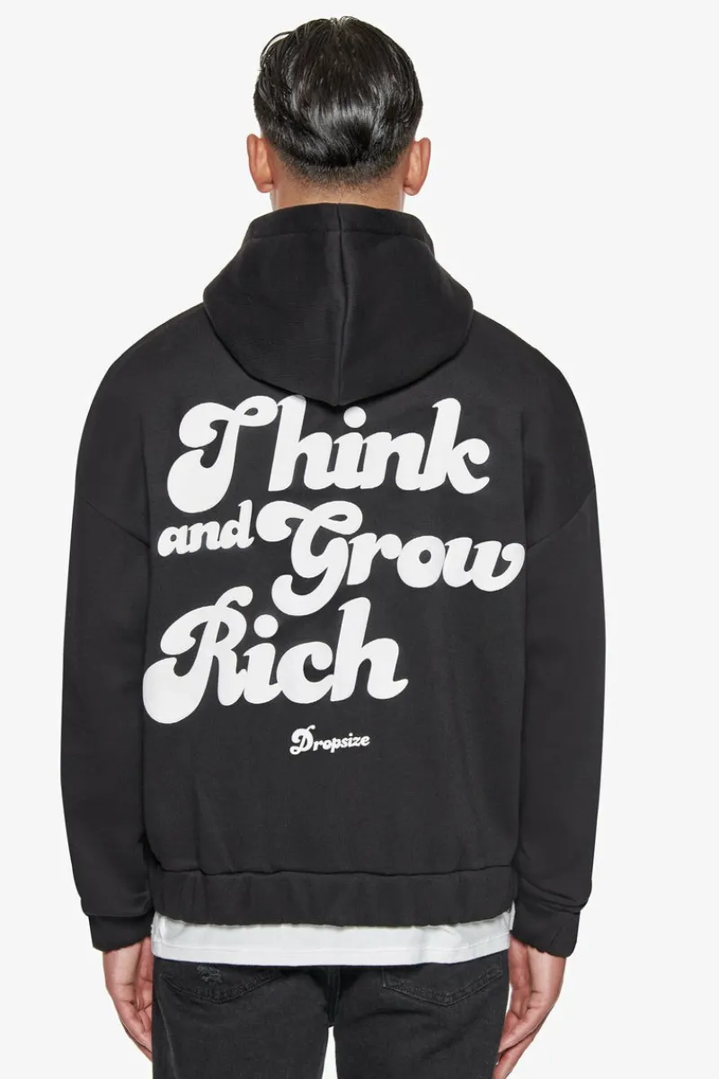 Zipper<Dropsize Heavy Grow Rich Zip Hoodie Black