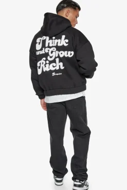 Zipper<Dropsize Heavy Grow Rich Zip Hoodie Black