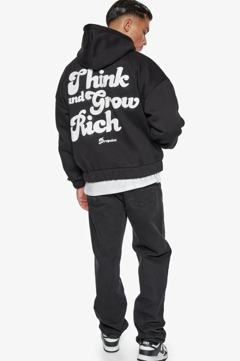 Zipper<Dropsize Heavy Grow Rich Zip Hoodie Black