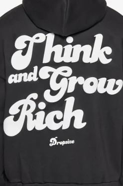 Zipper<Dropsize Heavy Grow Rich Zip Hoodie Black