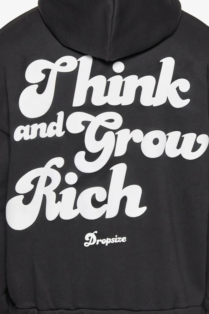 Zipper<Dropsize Heavy Grow Rich Zip Hoodie Black