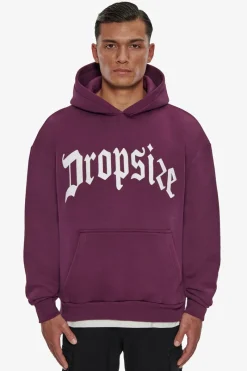 Hoodie<Dropsize Heavy Logo Design Hoodie Grape Wine