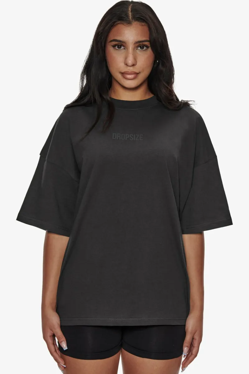 Frauen<Dropsize Heavy Middle Hd Print T-Shirt Washed Black