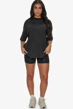 Frauen<Dropsize Heavy Middle Hd Print T-Shirt Washed Black