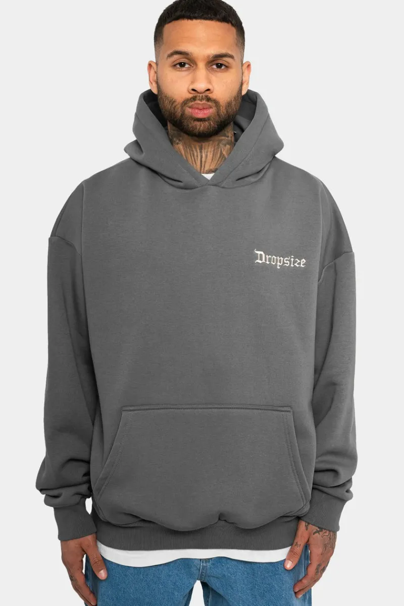 Hoodie<Dropsize Heavy Oversize Backprint Hoodie Grey