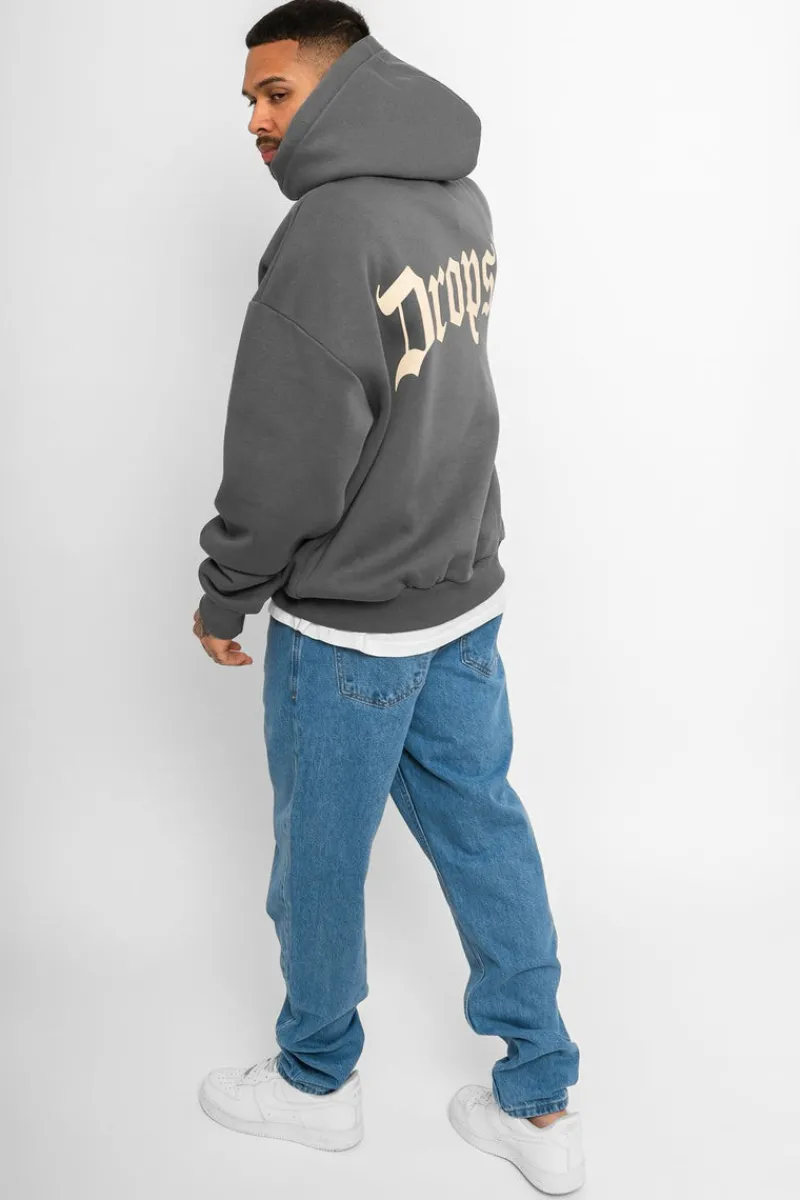 Hoodie<Dropsize Heavy Oversize Backprint Hoodie Grey