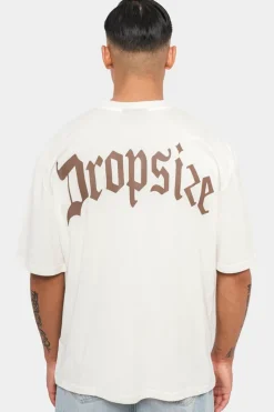 T-Shirt<Dropsize Heavy Oversize Backprint T-Shirt Cream/Brown