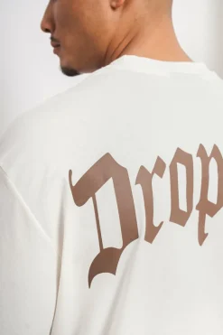 T-Shirt<Dropsize Heavy Oversize Backprint T-Shirt Cream/Brown