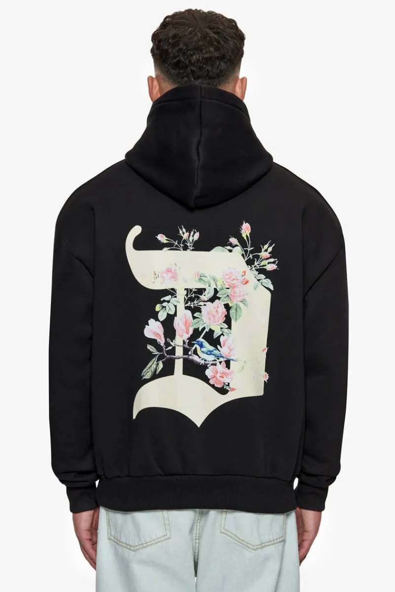 Hoodie<Dropsize Heavy Oversize Bird & Roses Hoodie Black
