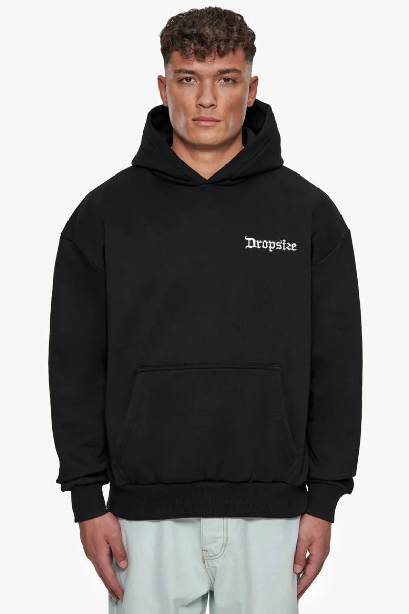 Hoodie<Dropsize Heavy Oversize Bird & Roses Hoodie Black