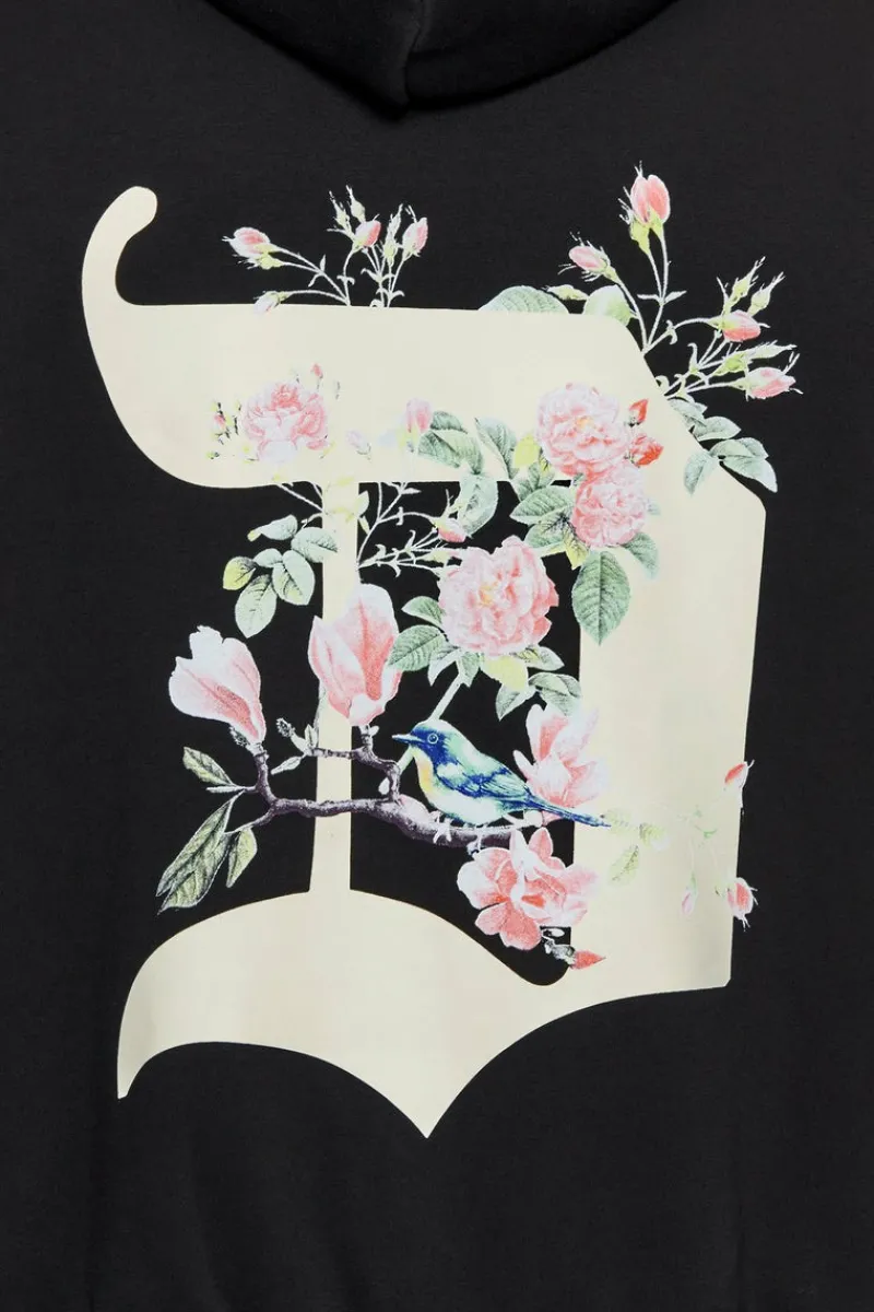 Hoodie<Dropsize Heavy Oversize Bird & Roses Hoodie Black