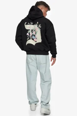 Hoodie<Dropsize Heavy Oversize Bird & Roses Hoodie Black