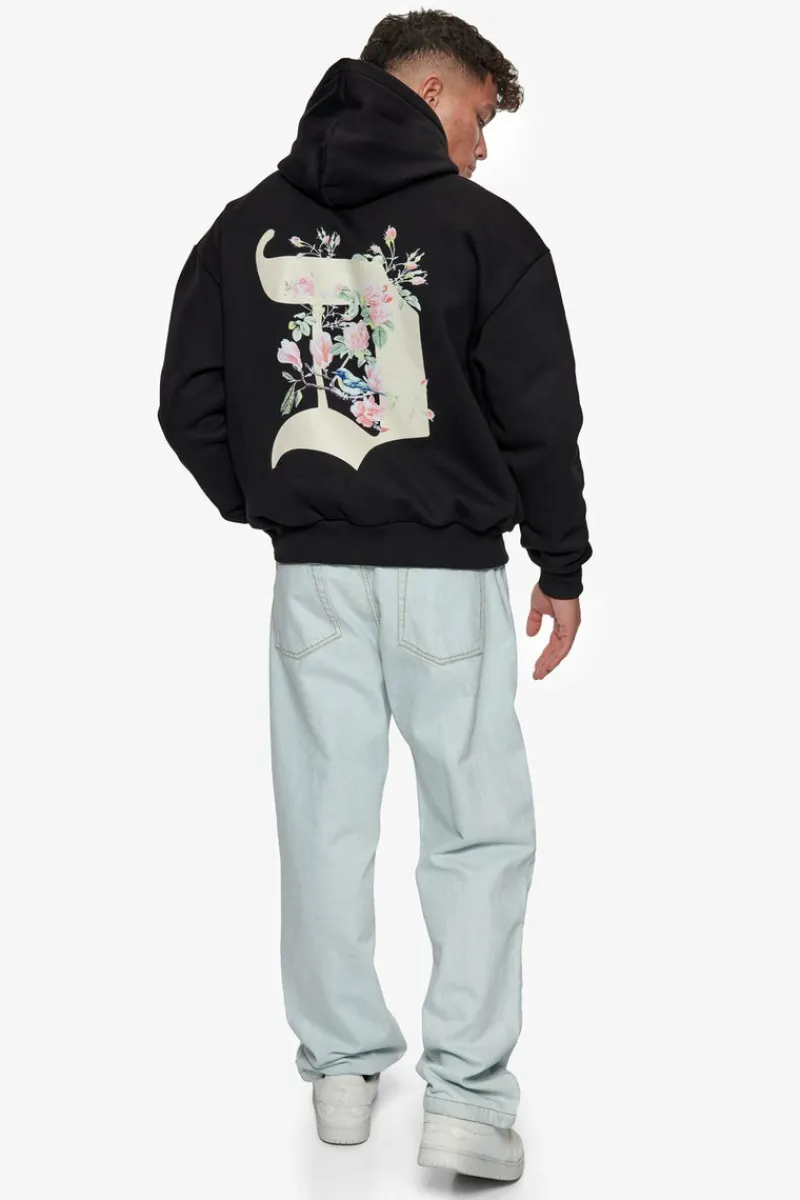 Hoodie<Dropsize Heavy Oversize Bird & Roses Hoodie Black