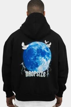 Hoodie<Dropsize Heavy Oversize Blue Moon Design Hoodie Black