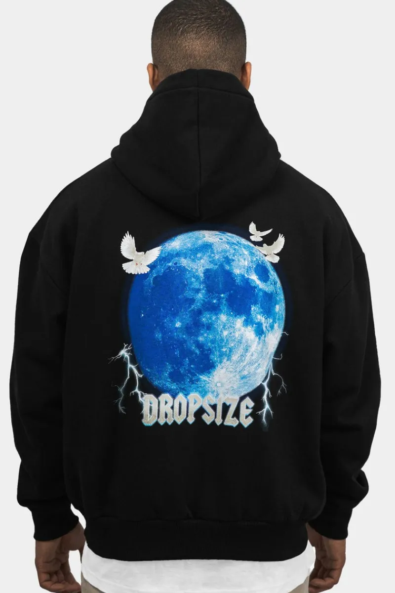 Hoodie<Dropsize Heavy Oversize Blue Moon Design Hoodie Black