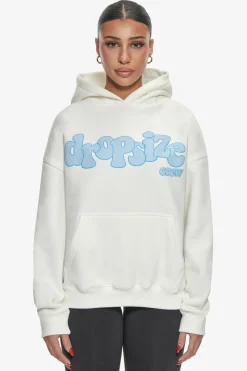 Frauen<Dropsize Heavy Oversize Blue Puffer Print Hoodie Cream White