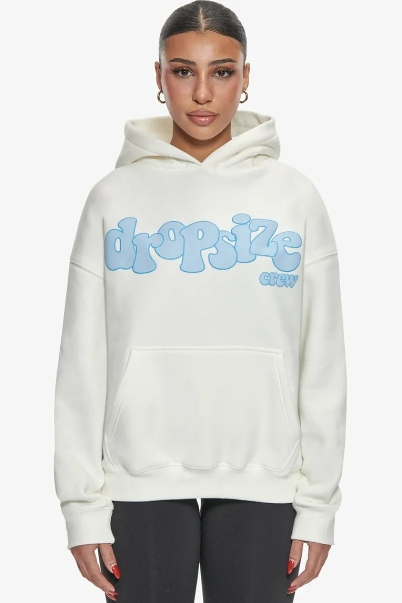 Frauen<Dropsize Heavy Oversize Blue Puffer Print Hoodie Cream White