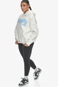 Frauen<Dropsize Heavy Oversize Blue Puffer Print Hoodie Cream White