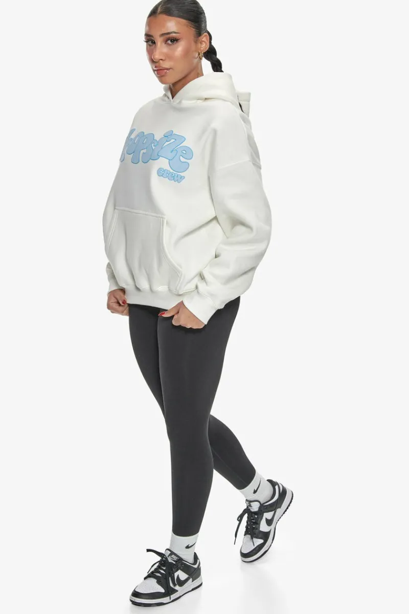 Frauen<Dropsize Heavy Oversize Blue Puffer Print Hoodie Cream White