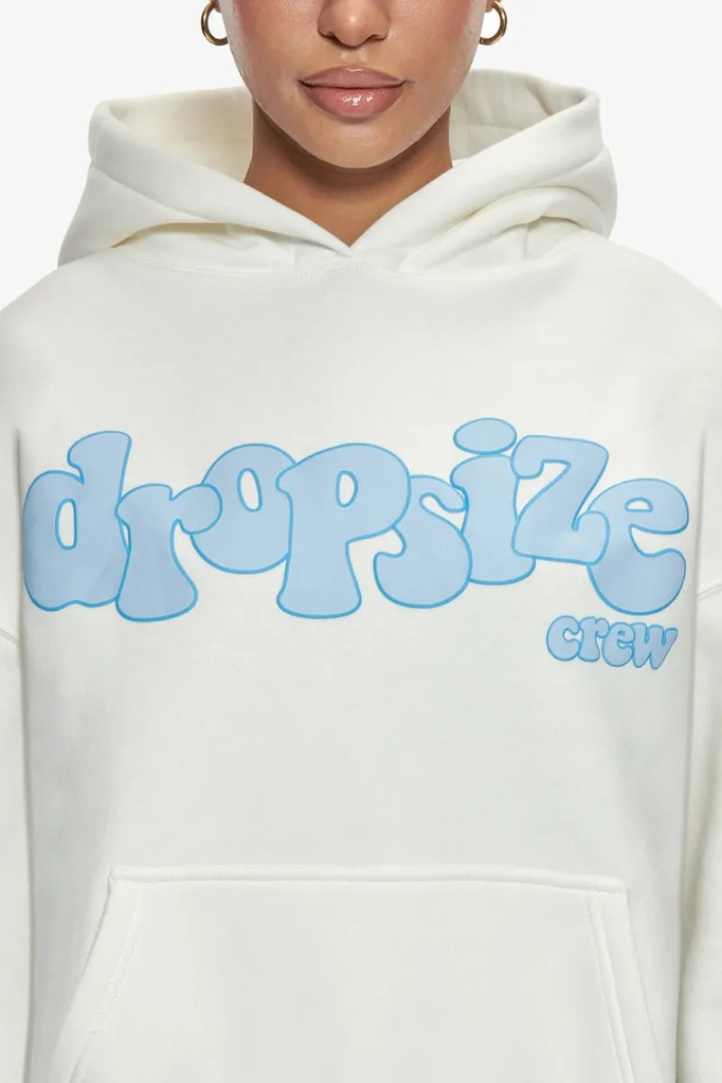 Frauen<Dropsize Heavy Oversize Blue Puffer Print Hoodie Cream White