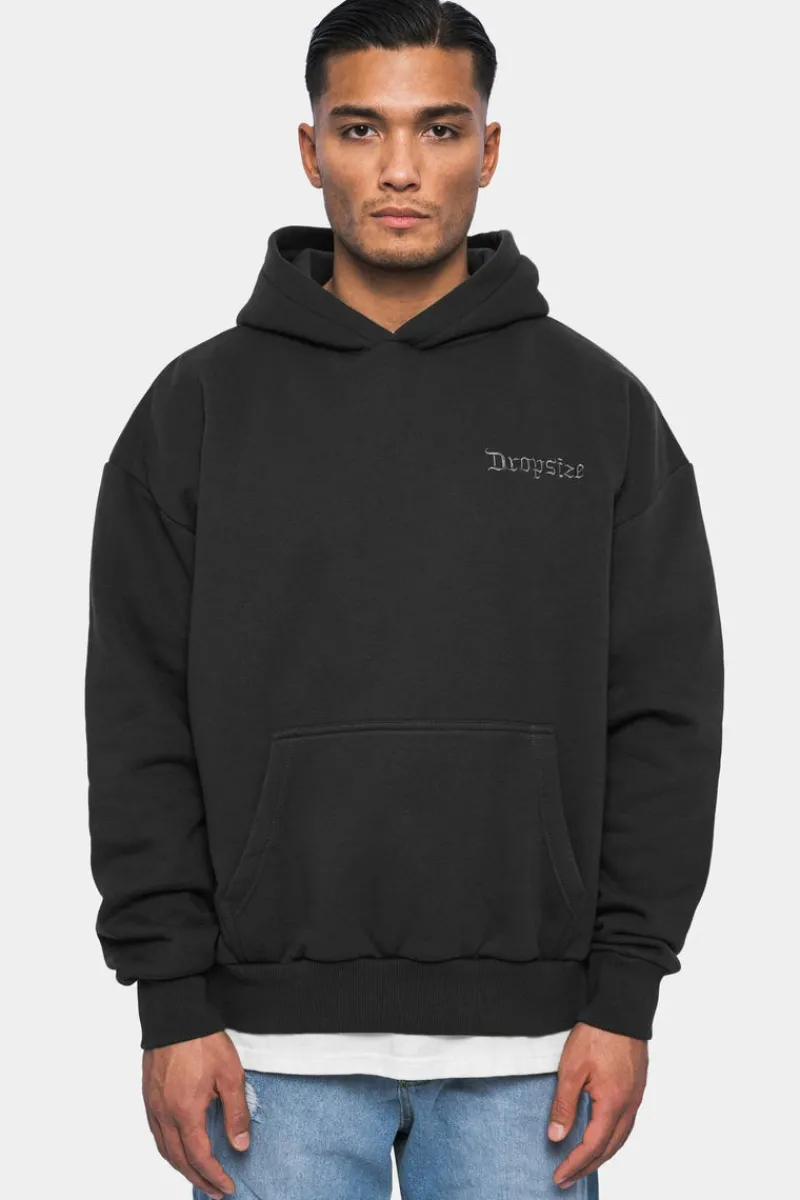 Hoodie<Dropsize Heavy Oversize ''Broken Dreams'' Hoodie Washed Black