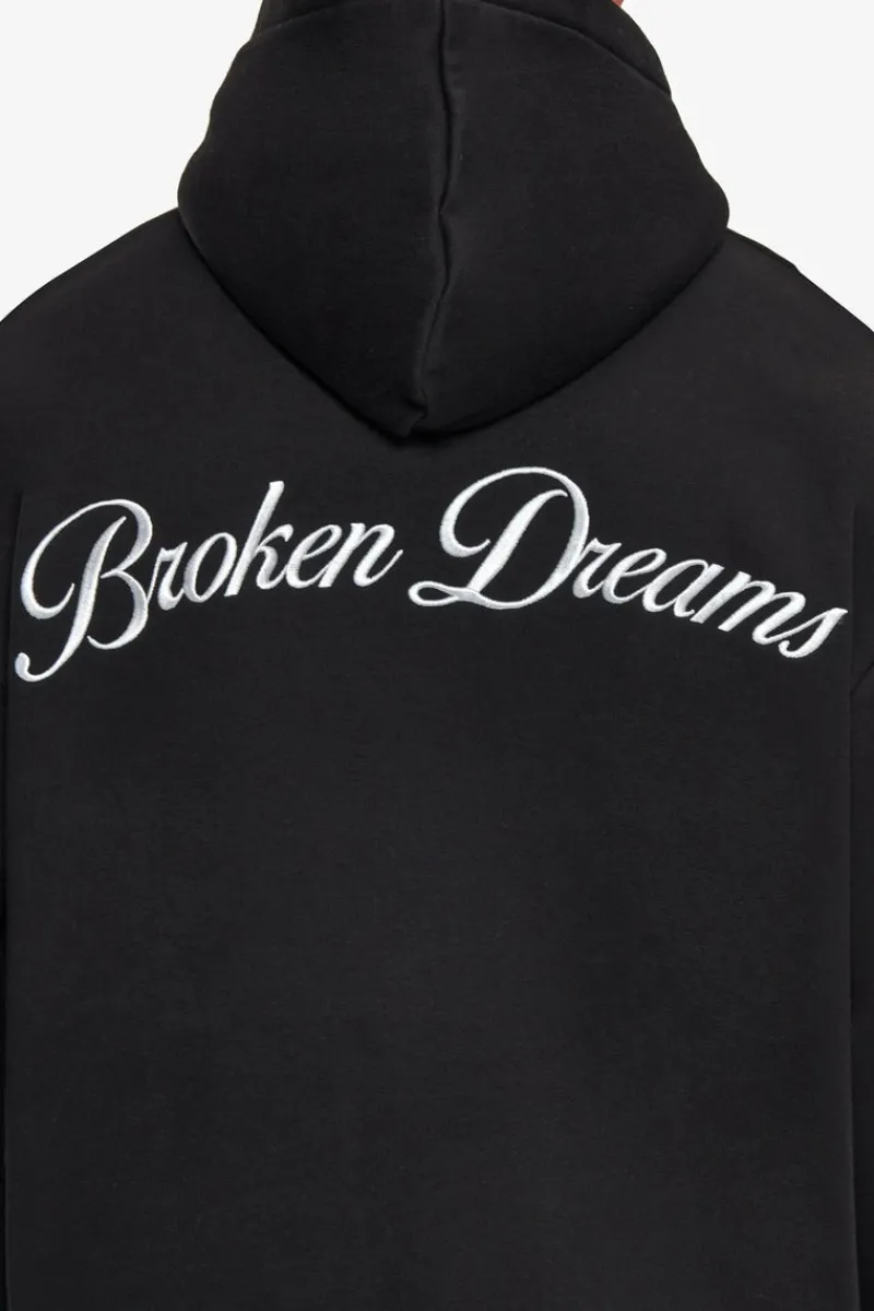 Hoodie<Dropsize Heavy Oversize Broken Dreams Backprint Hoodie Black
