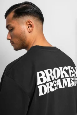 T-Shirt<Dropsize Heavy Oversize ''Broken Dreams'' T-Shirt Washed Black