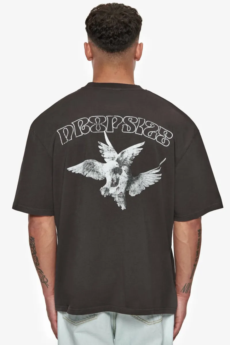 T-Shirt<Dropsize Heavy Oversize Caress Doves T-Shirt Washed Black