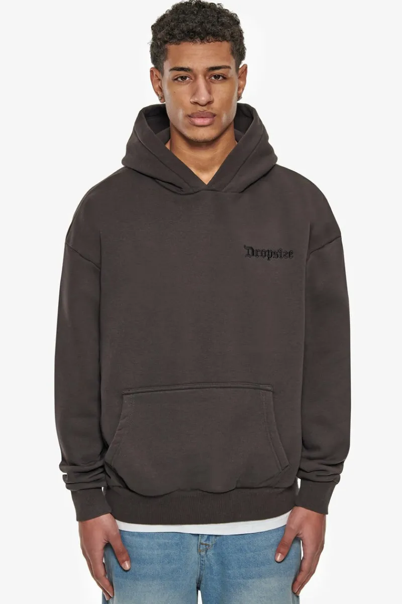 Hoodie<Dropsize Heavy Oversize Cherry Flowers Hoodie Washed Black