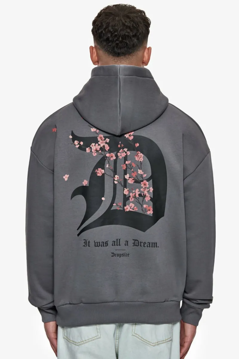 Hoodie<Dropsize Heavy Oversize Cherry Flowers Hoodie Grey
