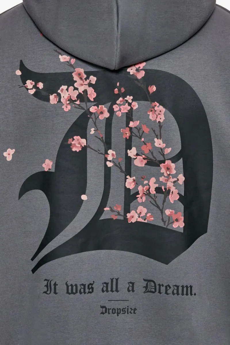 Hoodie<Dropsize Heavy Oversize Cherry Flowers Hoodie Grey