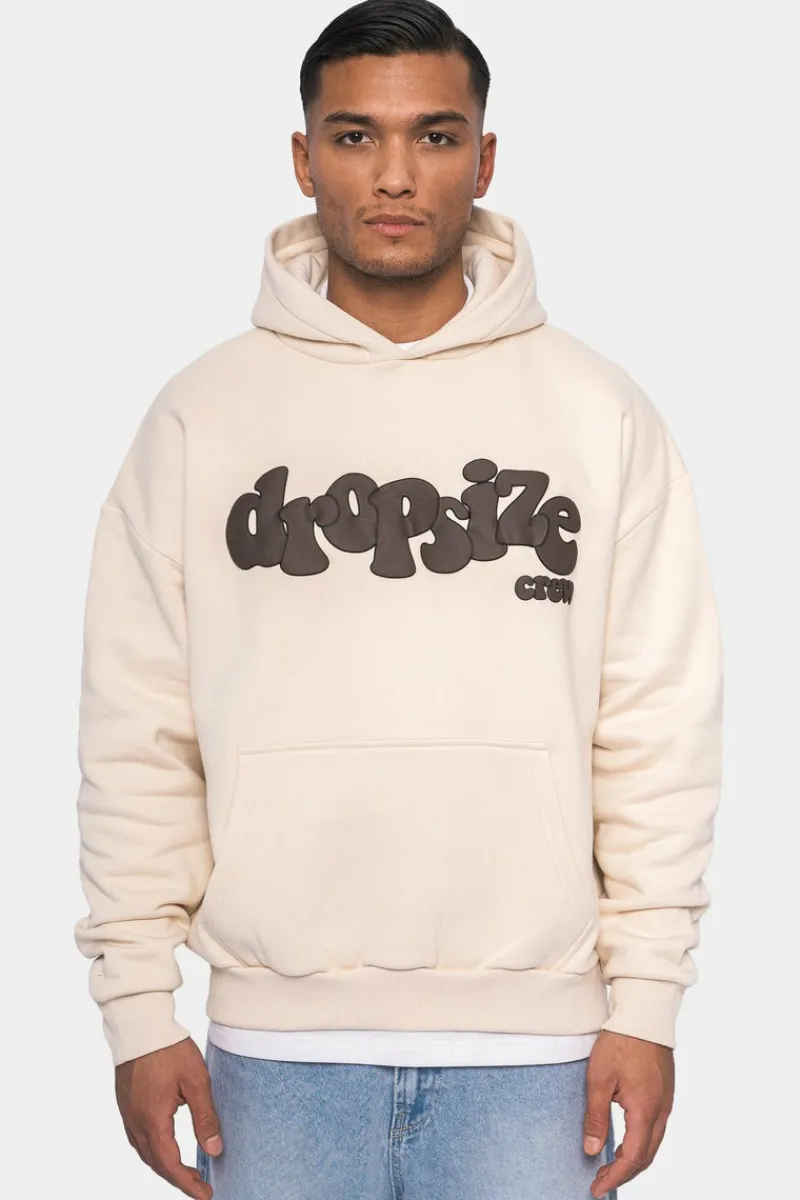 Hoodie<Dropsize Heavy Oversize Chocolate Brown Puffer Print Hoodie Coconut Milk