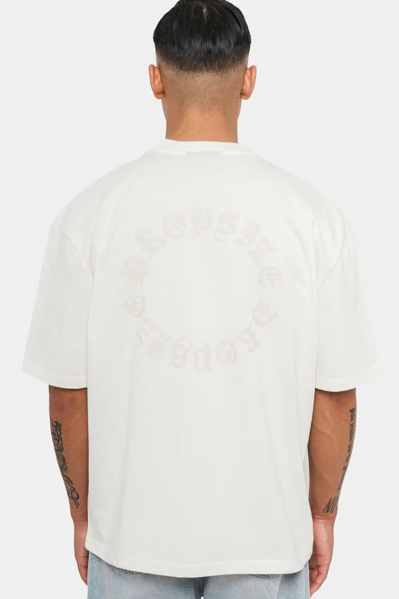 T-Shirt<Dropsize Heavy Oversize Circle Design T-Shirt Cream/ Coconut