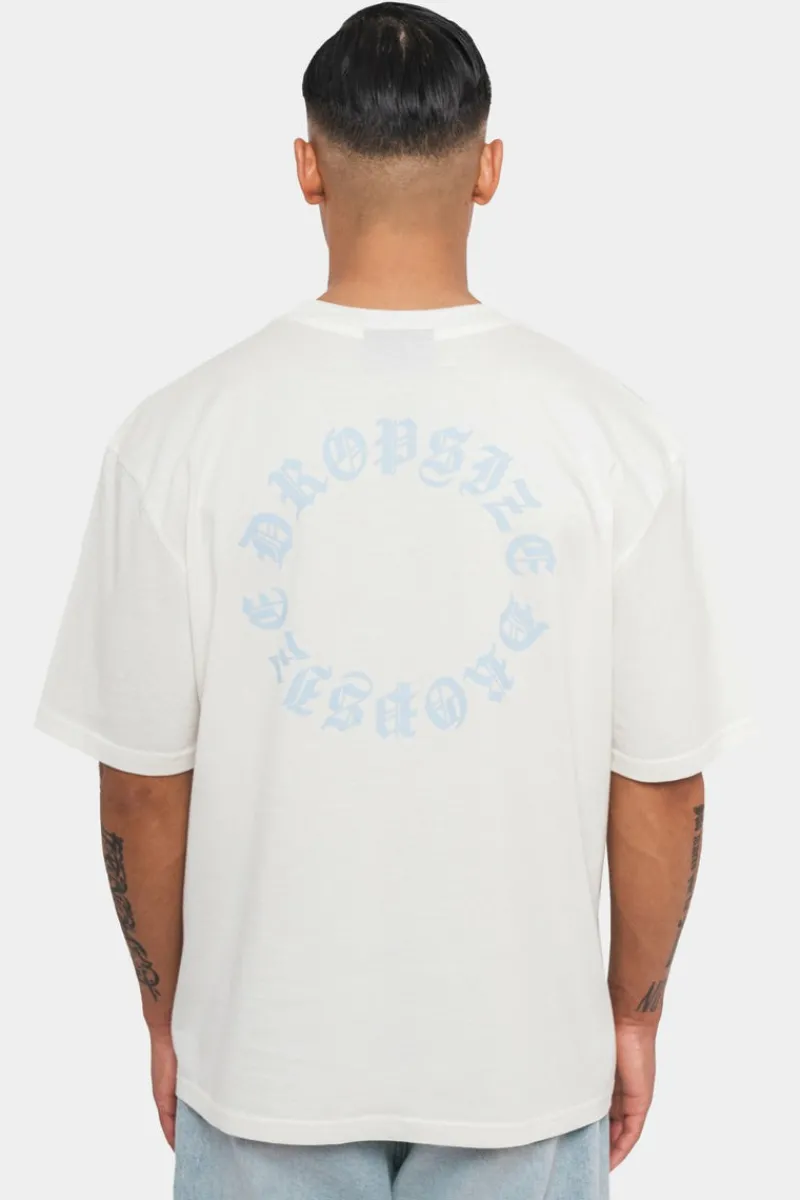 T-Shirt<Dropsize Heavy Oversize Circle Design T-Shirt Cream White/Blue